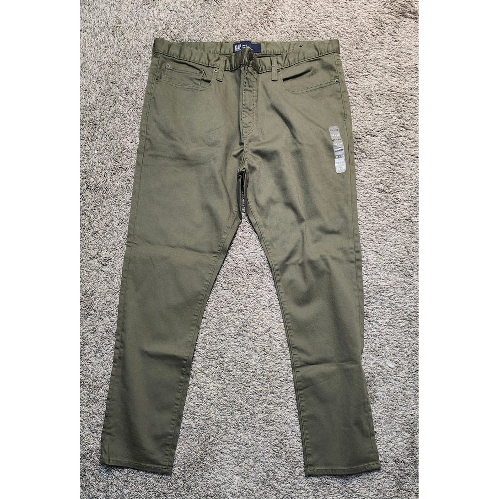 Gap Denim Slim Travel Jean Mens 38x32 Olive Green Stretch Slim Fit Pants New